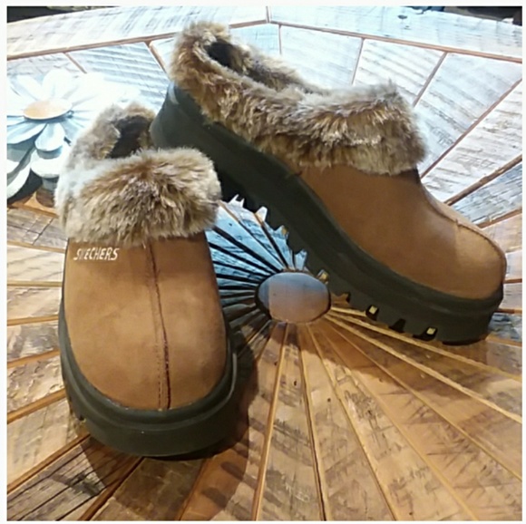 skechers fur lined mules